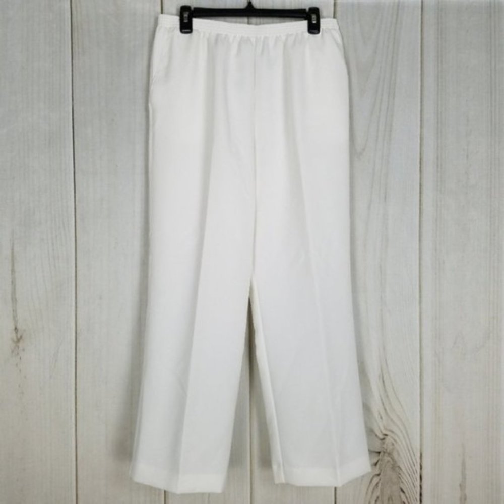 Alfred Dunner Coastal Grandma White Stretch Pants 16